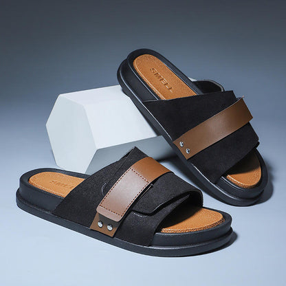 Premium Suede Leather Men’s Slide Sandal!