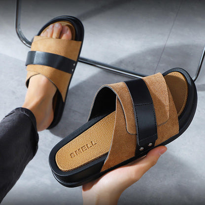 Premium Suede Leather Men’s Slide Sandal!