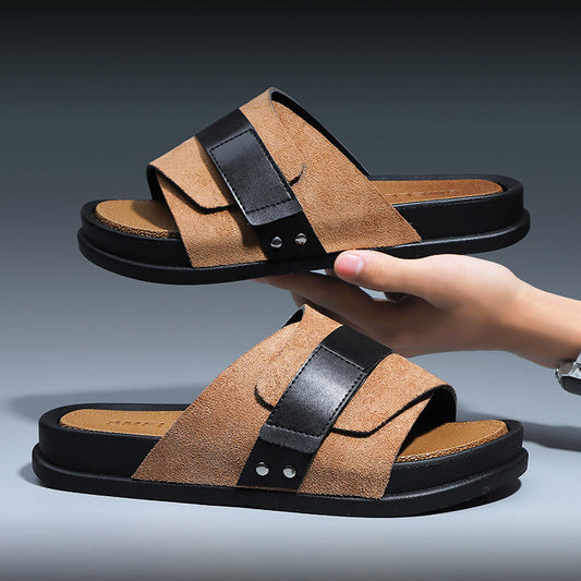 Premium Suede Leather Men’s Slide Sandal!