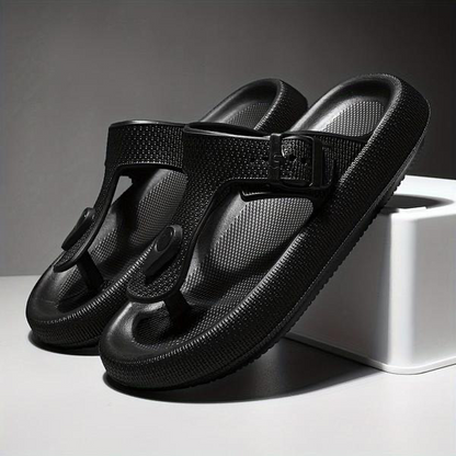 Premium Comfort Men’s Flip Flop Sandal – Adjustable Buckle | Black And Beige