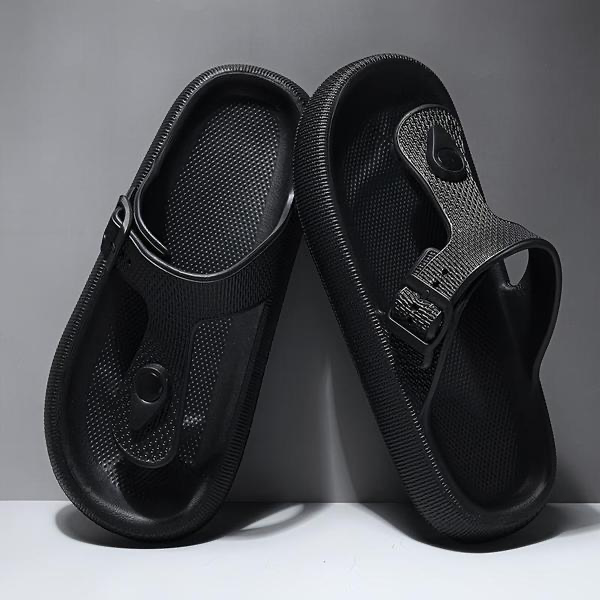 Premium Comfort Men’s Flip Flop Sandal – Adjustable Buckle | Black And Beige