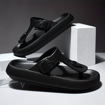 Premium Comfort Men’s Flip Flop Sandal – Adjustable Buckle | Black And Beige