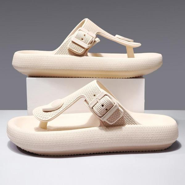 Premium Comfort Men’s Flip Flop Sandal – Adjustable Buckle | Black And Beige