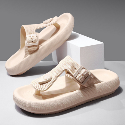 Premium Comfort Men’s Flip Flop Sandal – Adjustable Buckle | Black And Beige